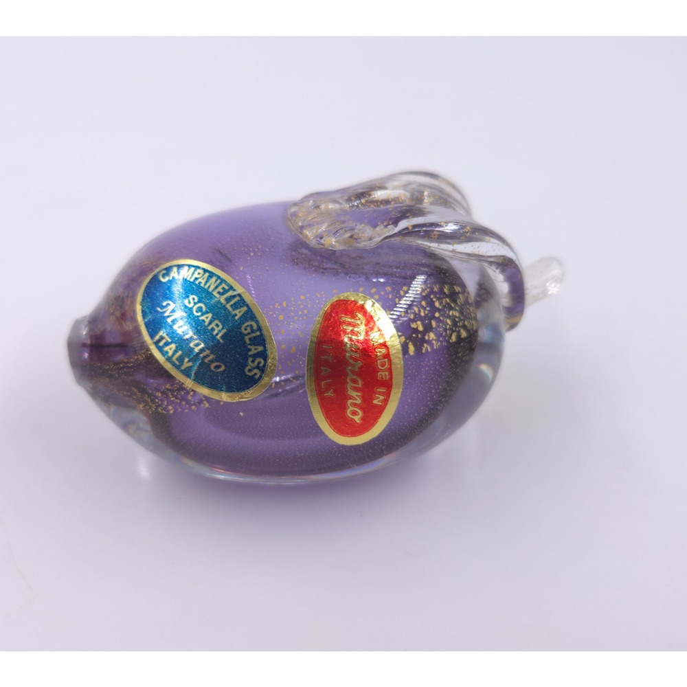 RARE Murano Hand Blown Art Glass Pear Paperweight Italy CAMPENELLA SCARl w Gold